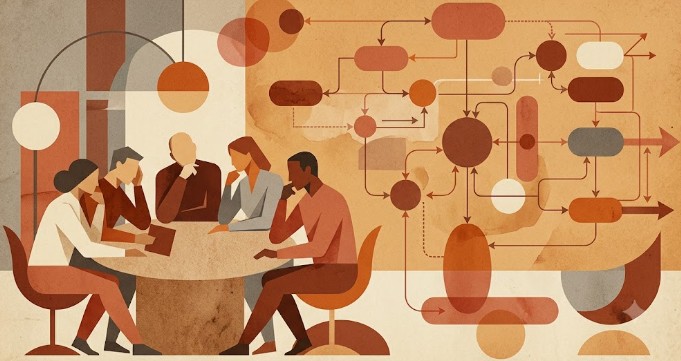 Team im Gespräch während eines organisationalen Veränderungsprozesses – kantaa gut beraten