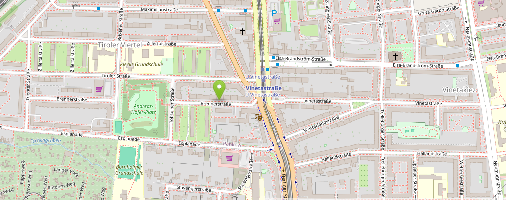 Karte Brennerstraße 83, 13187 Berlin-Pankow